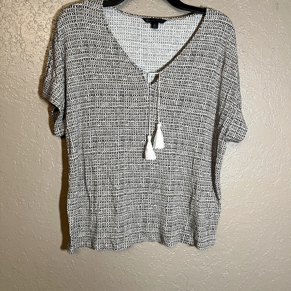 Brooks Brothers women's knit blouse large brown black pattern